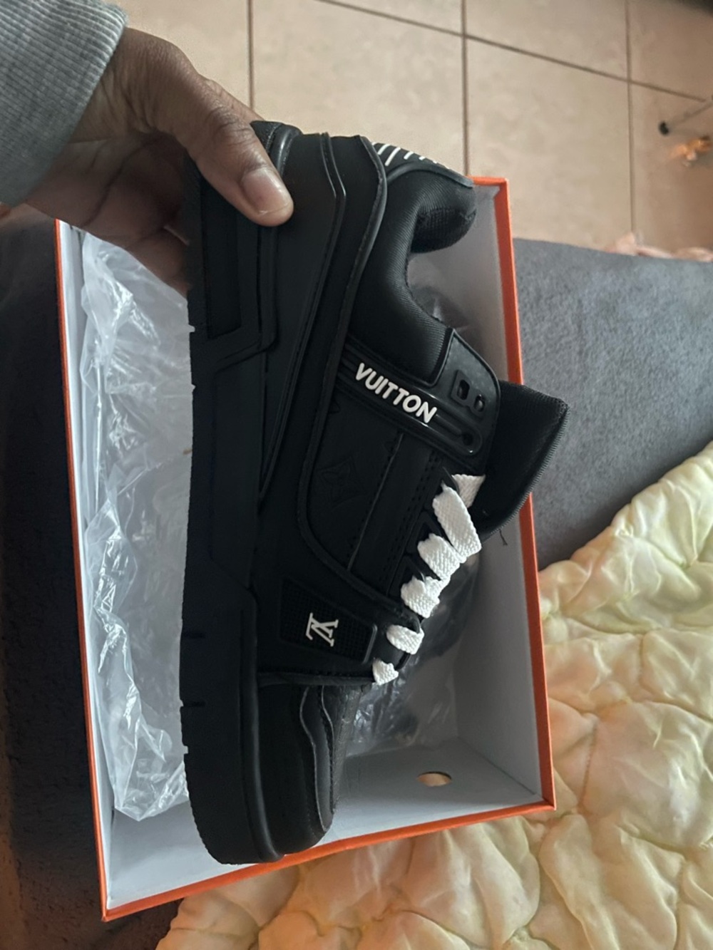 Louis Vuitton Black and White Low-Top Trainer Sneaker